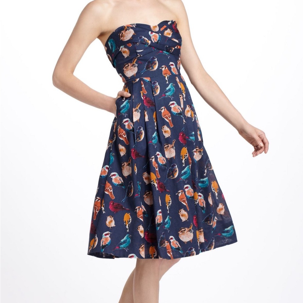 Anthropologie Maeve Native Birds Strapless Dress Size 6